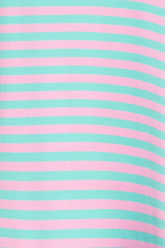 Mala T-Shirt HEart Stripes Aqua Pink Haven 