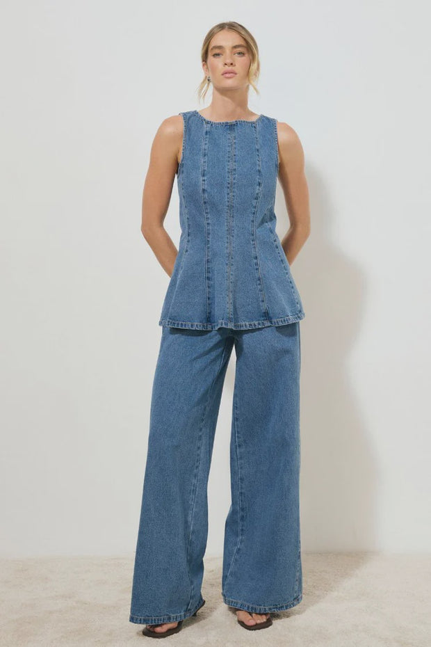 Mon Renn Nomada Denim Top - Mid Indigo
