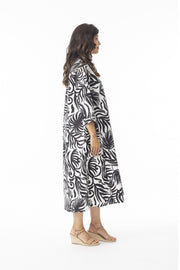 Orientique Suriname 3/4 Sleeve Shirt Dress - Black