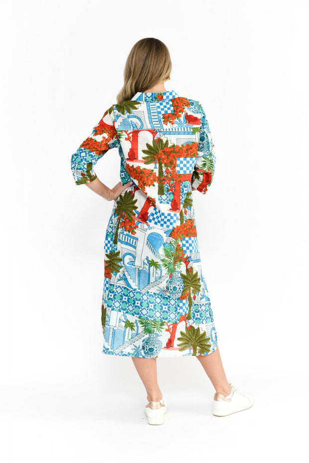 One Summer Sofia Short Dress Greek Island Aqua