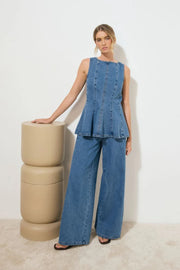Mon Renn Nomada Denim Top - Mid Indigo