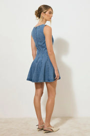Mon Renn Nomada Denim Mini Dress - Mid Indigo