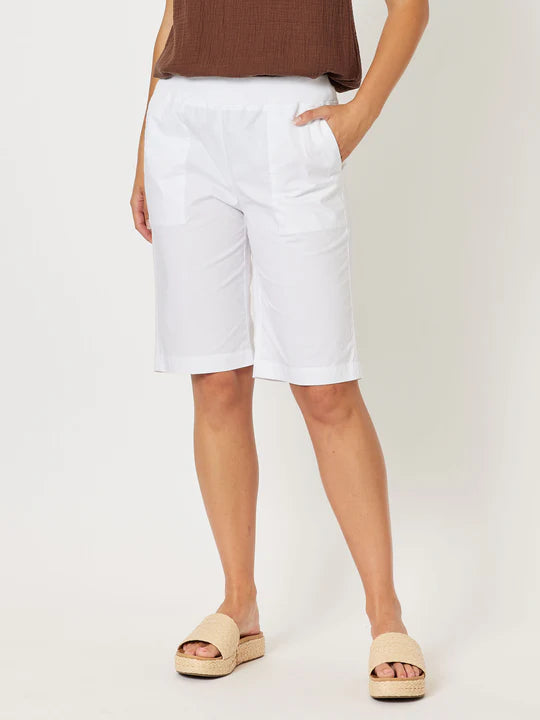 Threadz Santorini Knee Length White Short