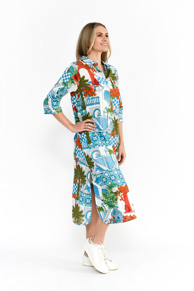 One Summer Sofia Short Dress Greek Island Aqua