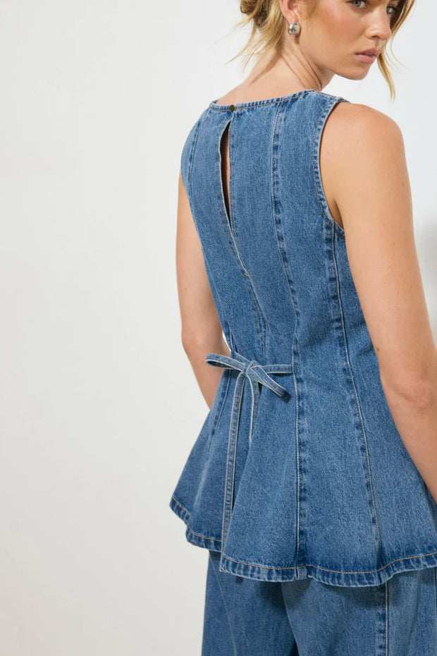 Mon Renn Nomada Denim Top - Mid Indigo