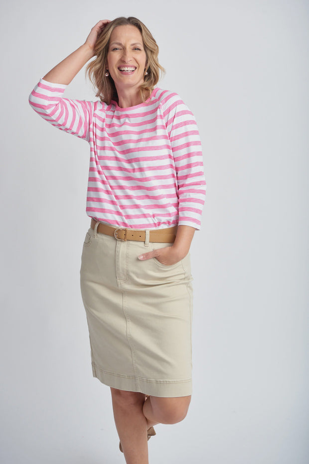 Knee Length Skirt - Natural