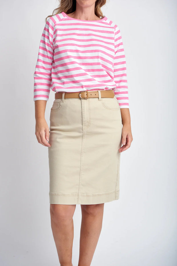 Knee Length Skirt - Natural