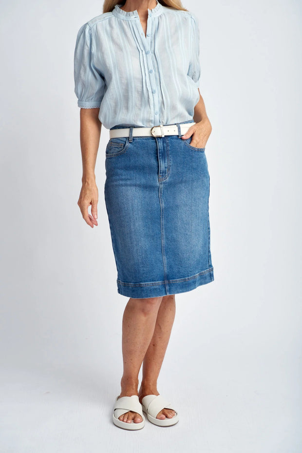 Knee Length Skirt - Light Blue