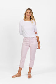 Slim Leg 7/8 Pants - Pink Gingham