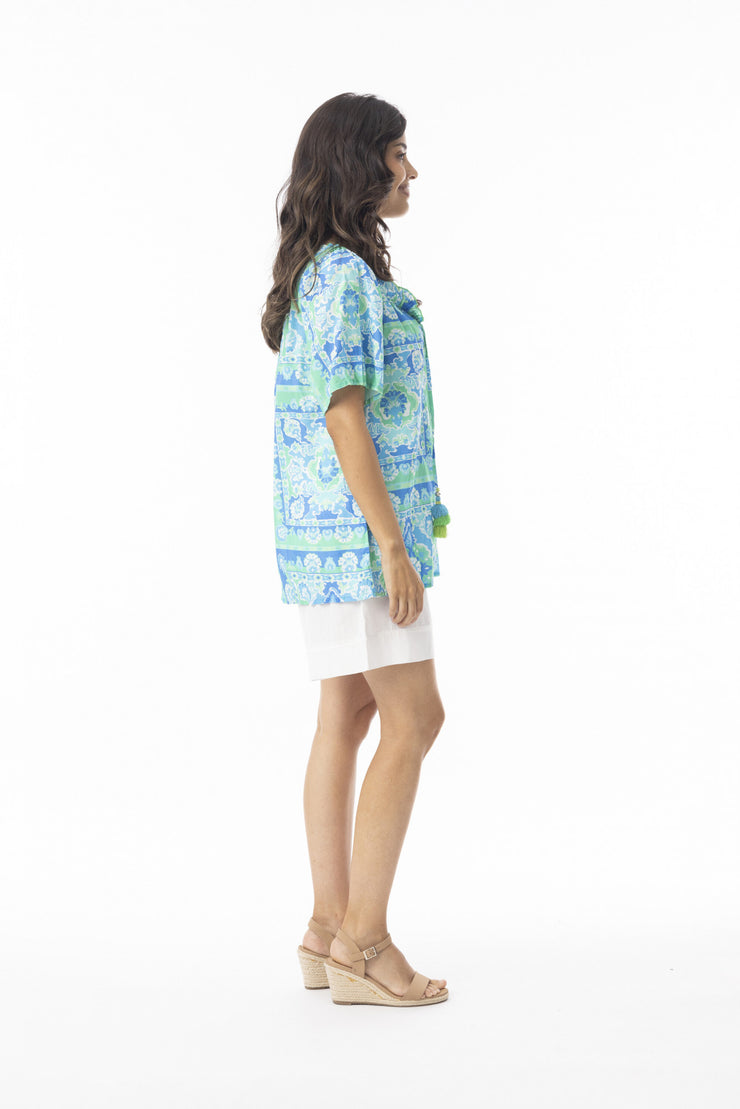 Montevideo Short Sleeve Top - Aqua