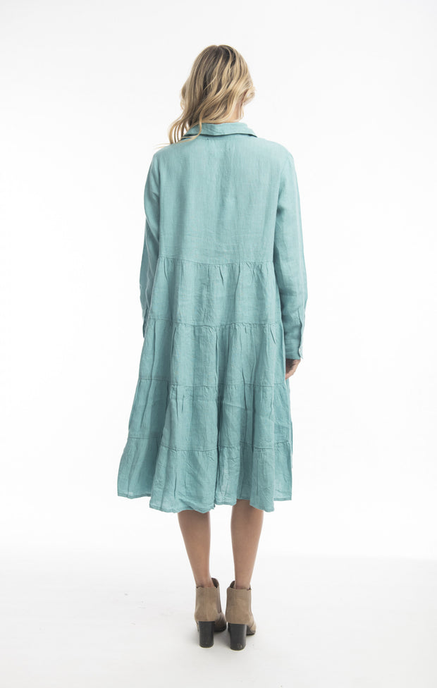 Linen Collar Dress Seafoam Escape by OQ