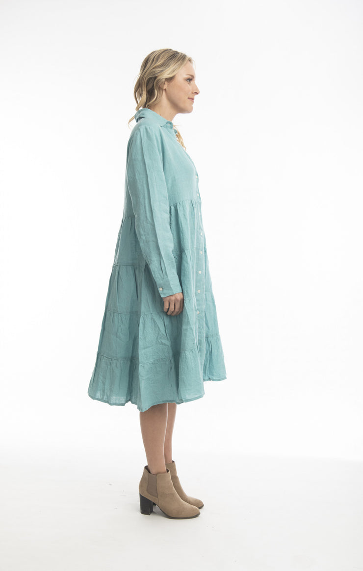 Linen Collar Dress Seafoam Escape by OQ