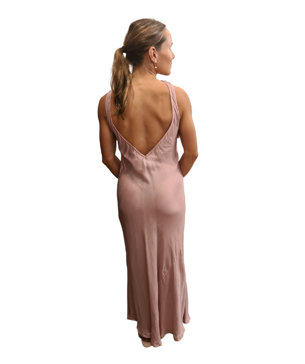 Otomo Rosetta Satin Dress - Dusty Pink 
