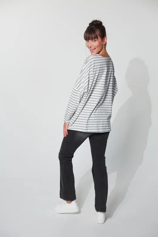 Mala Cloud Heart Grey Stripe Tshirt Haven