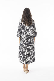 Orientique Suriname 3/4 Sleeve Shirt Dress - Black