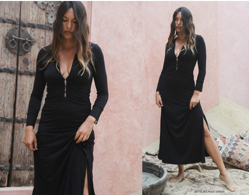Florencia Black Midi Dress Side Split