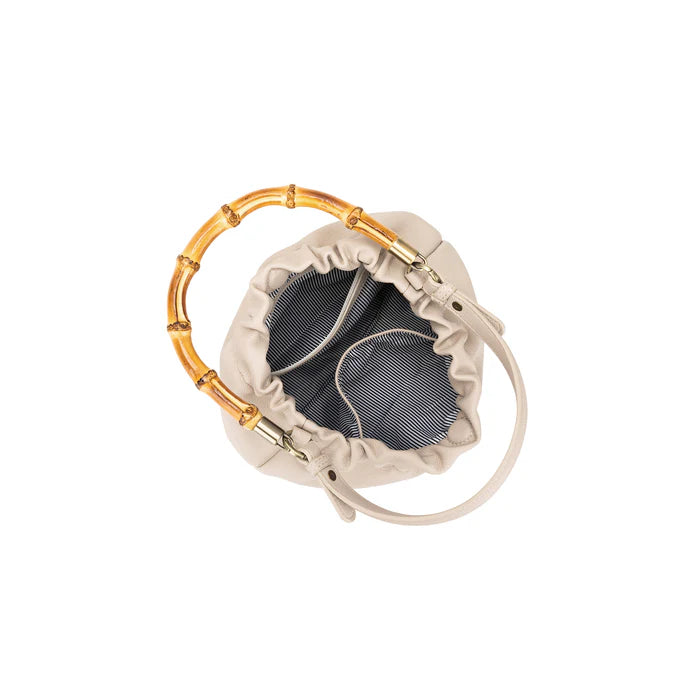 Black Caviar Designs Catalina Bamboo Handle Crossbody Bag - Oatmeal