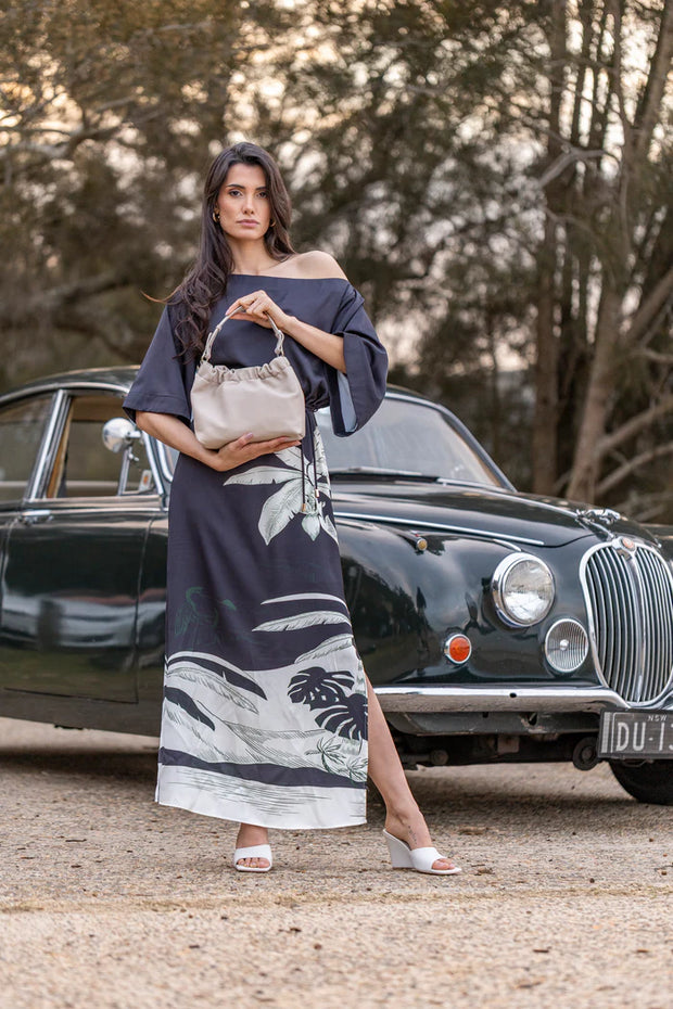 Catalina Bamboo Handle Crossbody Bag - Oatmeal