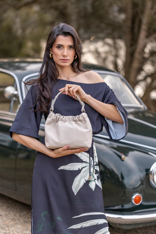 Catalina Bamboo Handle Crossbody Bag - Oatmeal