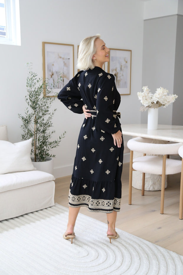 Chelsea - Black with Embroidery