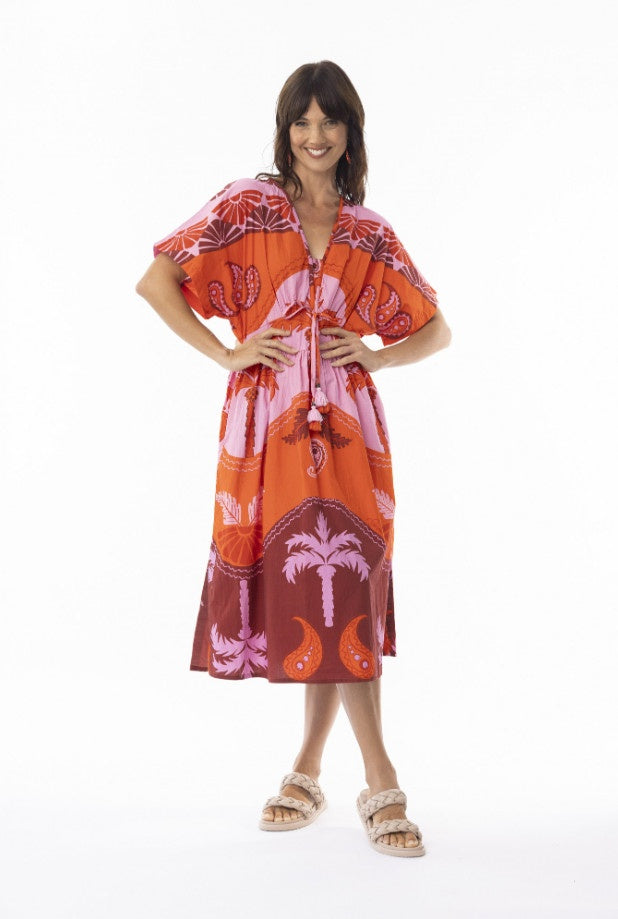 Escape-Celeste-Orange-Dress-Midi