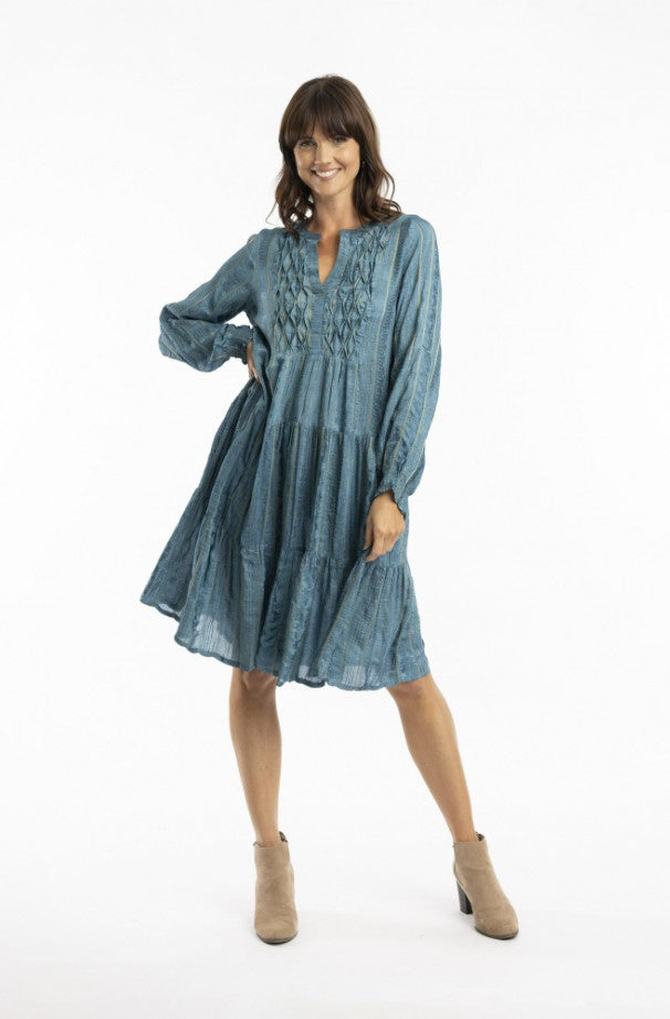 Escape-Solid-Dobby-Dress-Bib-short-Teal