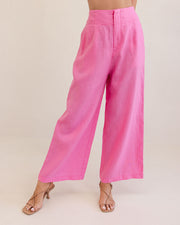 Linen Square Neck Tank - Pink