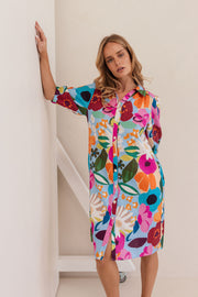 Linen Shirt Dress - Bloom Burst