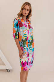 Linen Shirt Dress - Bloom Burst