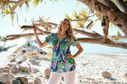 Kayla S/S Cotton Blouse - Abstract Tropical