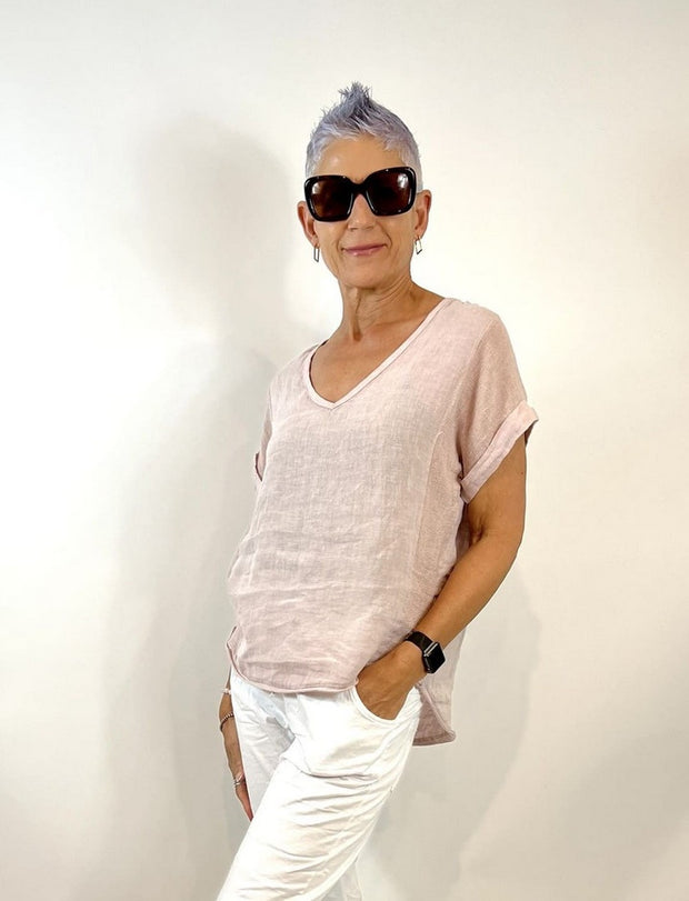 La-Strada-Linen-Top-Rosa