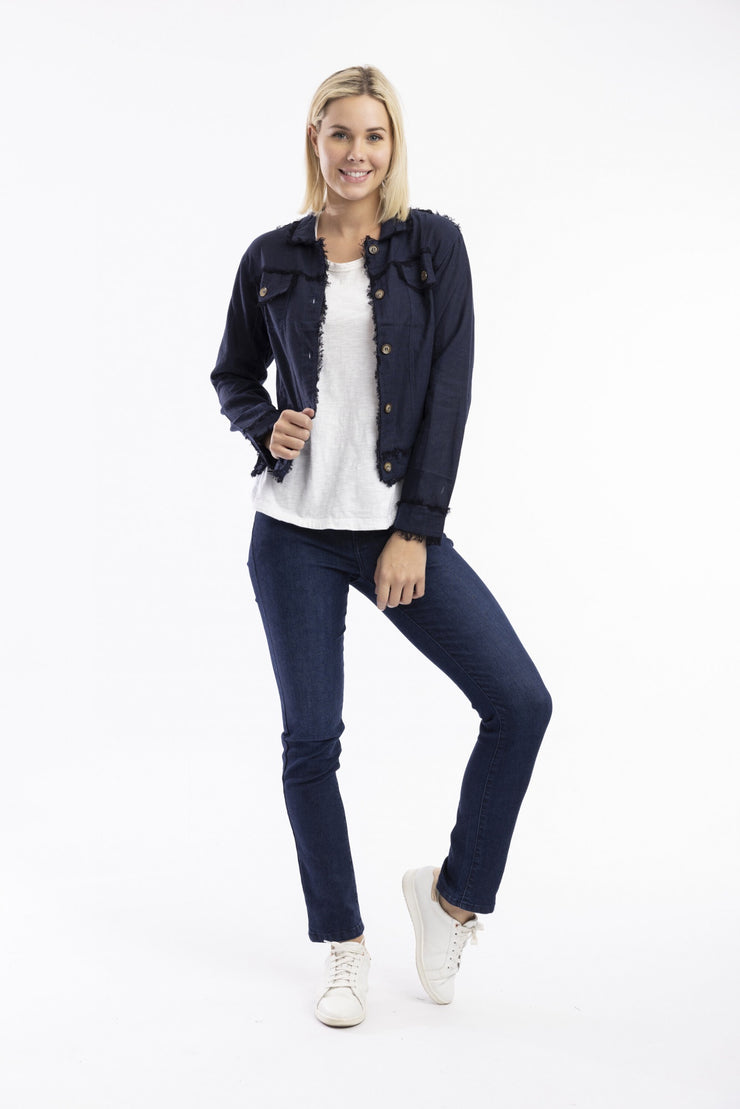 Orientique Linen Jacket -Navy