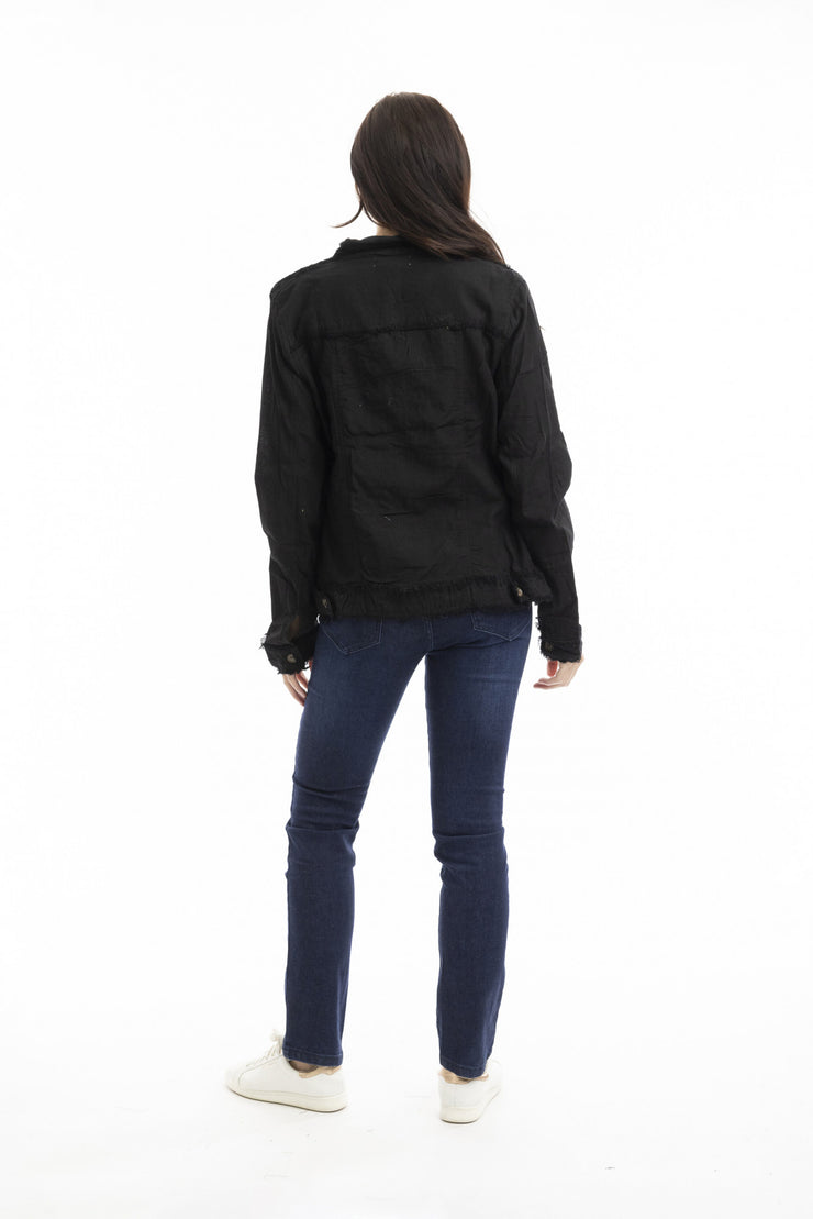 Orientique Linen Jacket - Black