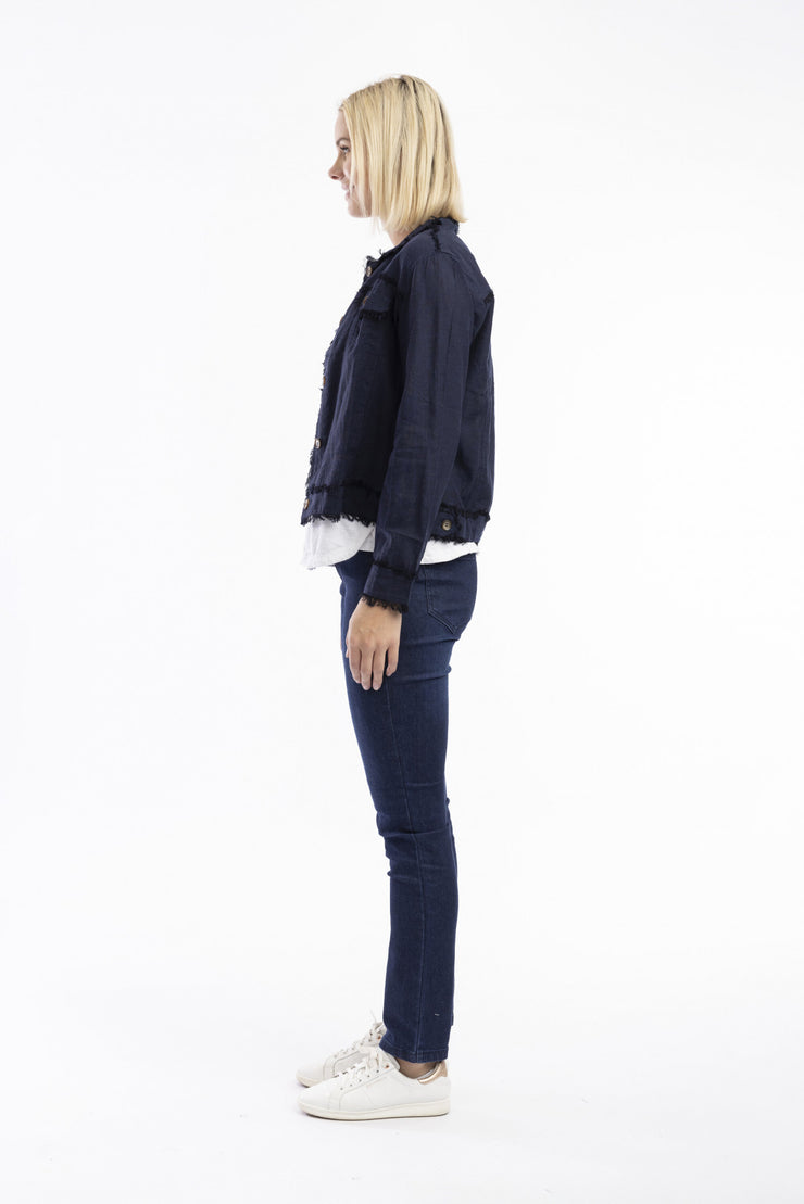 Orientique Linen Jacket -Navy