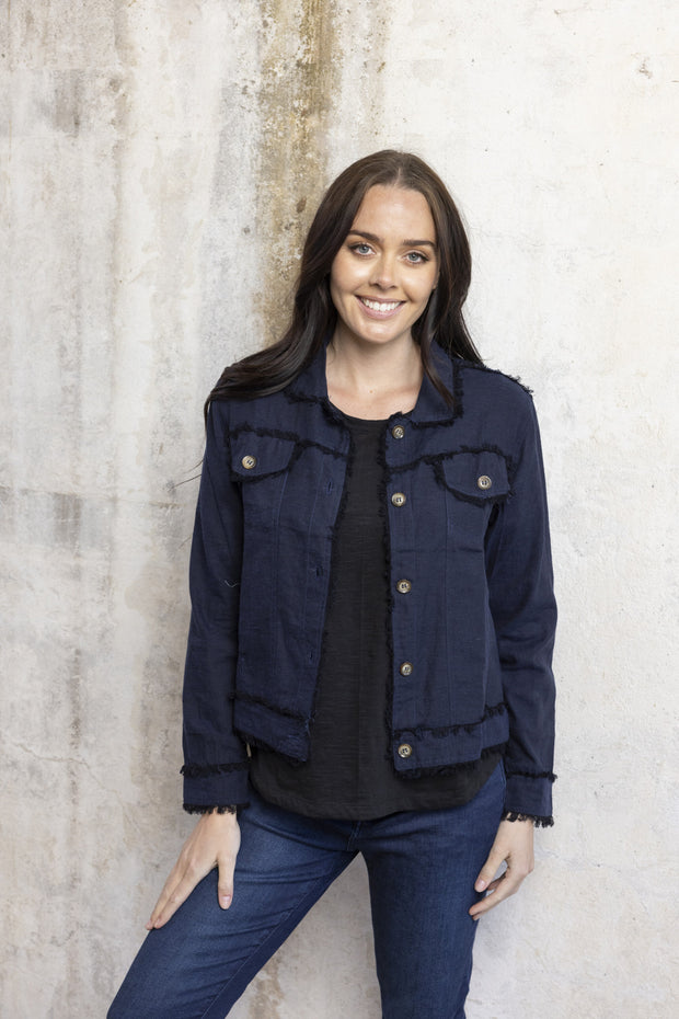 Orientique Linen Jacket -Navy