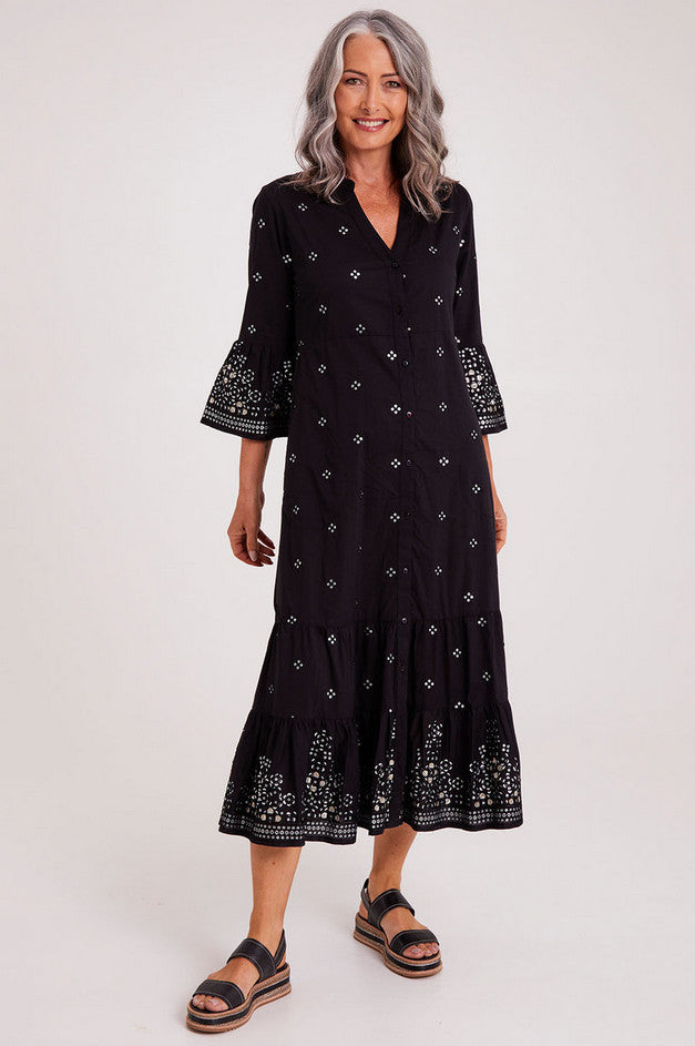Lula Soul Madden Buttoned Midi Black