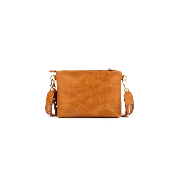 Maggie 3 Compartment Cross Body Bag - Tan