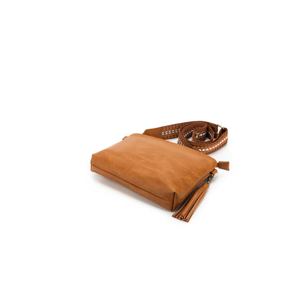 Maggie 3 Compartment Cross Body Bag - Tan