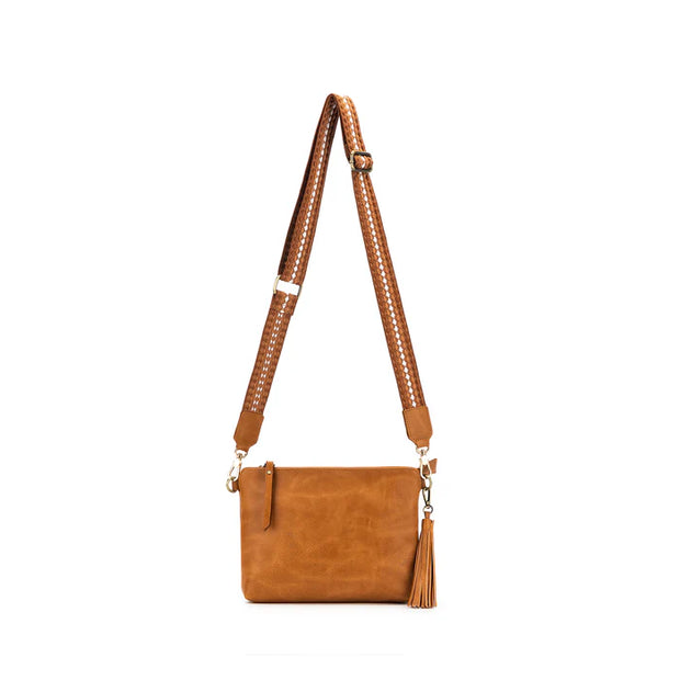 Black Caviar Designs Maggie 3 Compartment Cross Body Bag - Tan