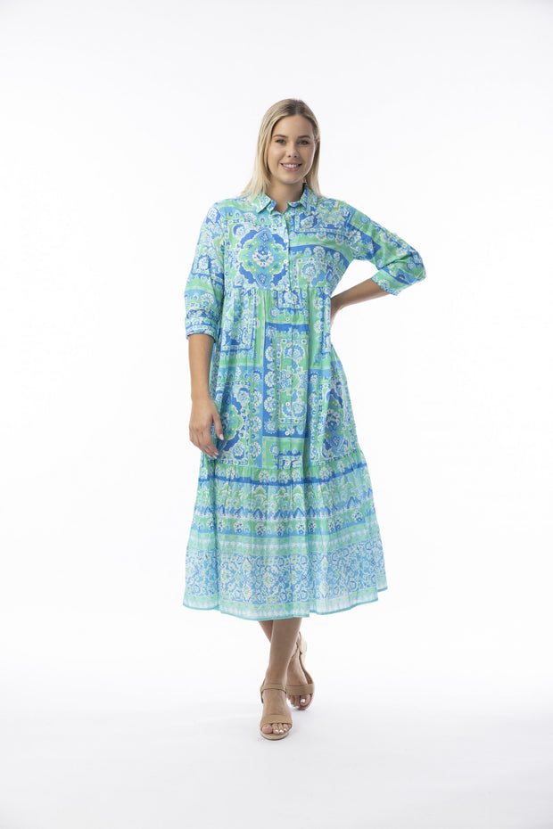 Montevideo Collar Dress - Aqua
