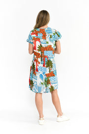 One Summer Nicola Cap Sleeve Dress - Greek Island Aqua