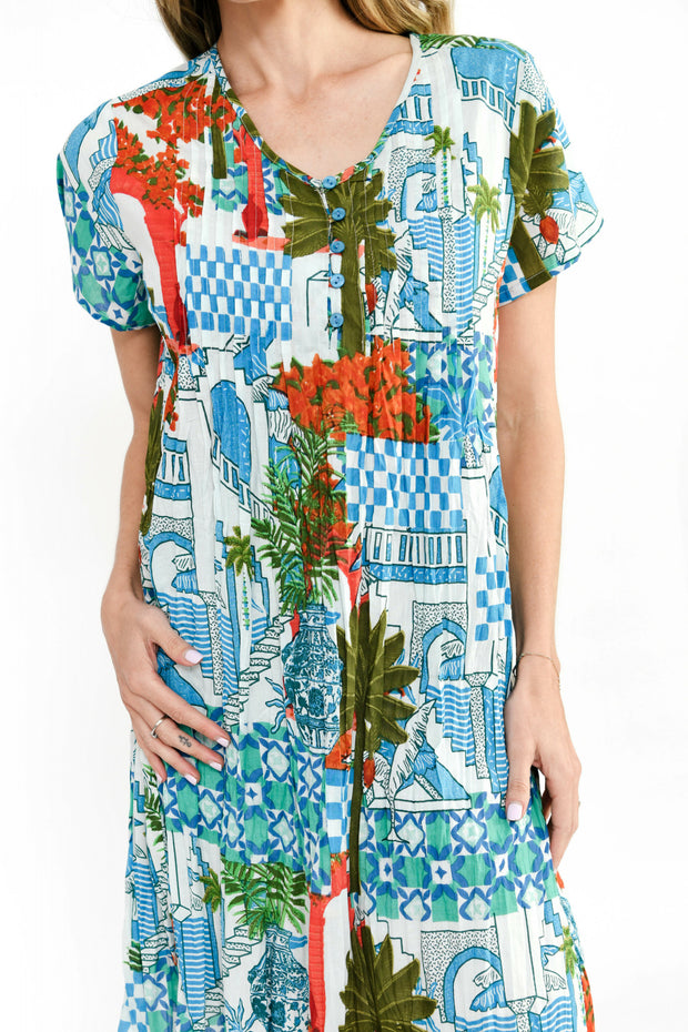 One Summer Nicola Cap Sleeve Dress - Greek Island Aqua