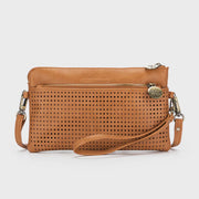 Black Caviar Designs Nina Gold Crossbody/Clutch -  Tan