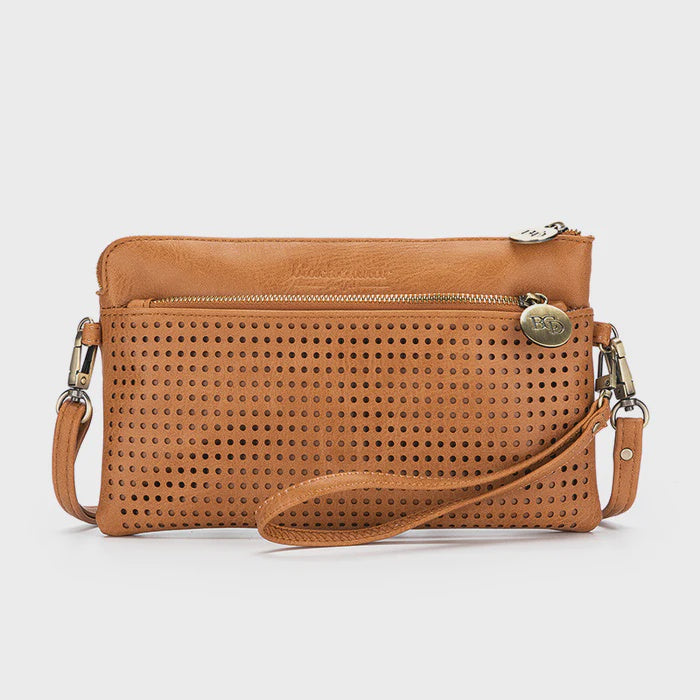 Black Caviar Designs Nina Gold Crossbody/Clutch -  Tan