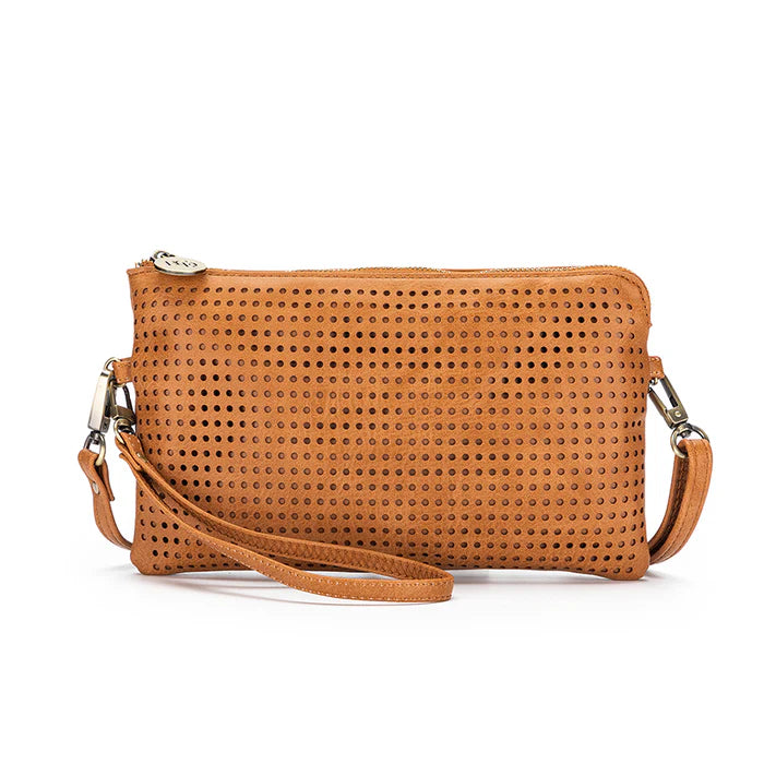 Black Caviar Designs Nina Gold Crossbody/Clutch -  Tan