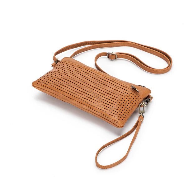 Nina Gold Crossbody/Clutch - Tan
