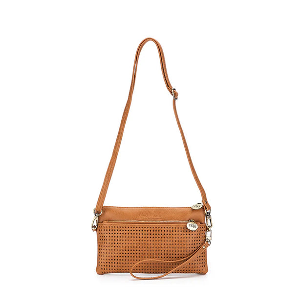 Nina Gold Crossbody/Clutch - Tan