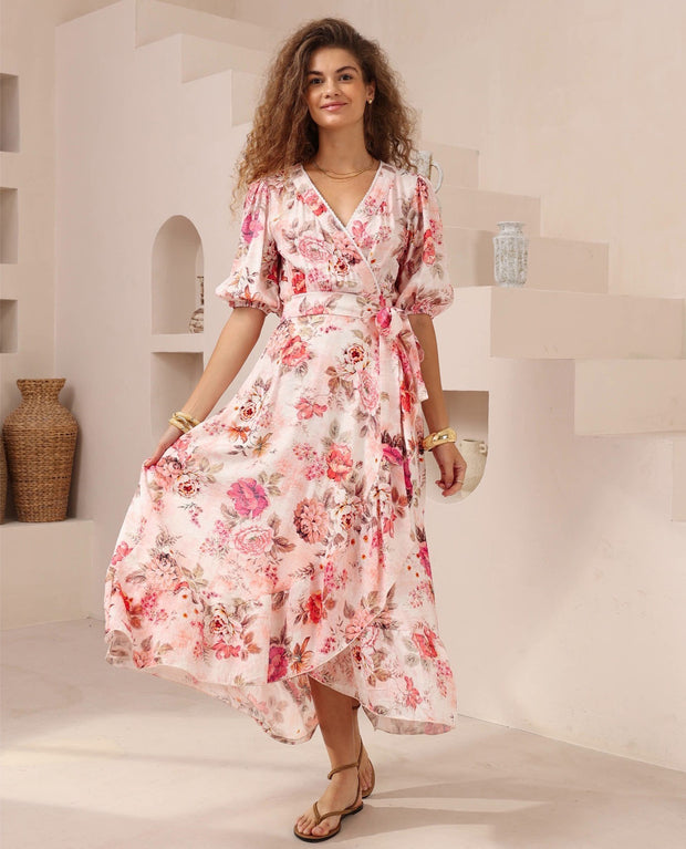 Iris Maxi Dress - Pink Print