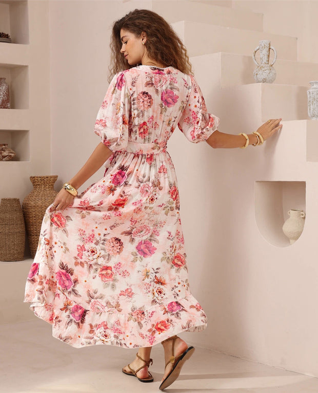 Iris Maxi Dress - Pink Print