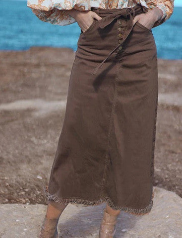 Refuge Denim Skirt Cappucino